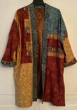 Southwest Western Duster Women  s L/XL Kimono Handmade Lined Pockets Boho Buffalo