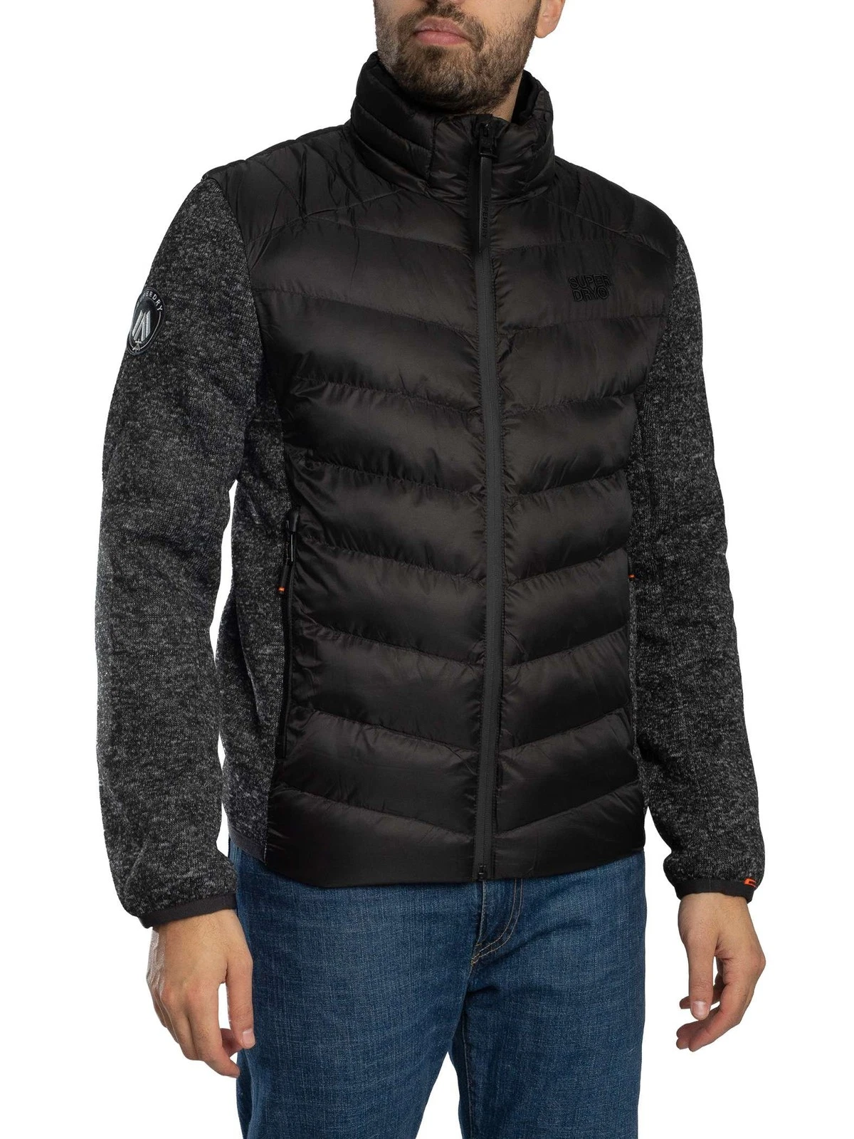 Superdry Men's Storm Knit Hybrid Padded Jacket, Black