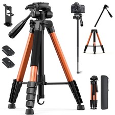 73" Camera Tripod Monopod Aluminum Stand/Burnt Orange Lightweight Video Mount