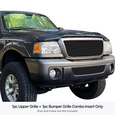 For Ford Ranger 06-12 Main And Bumper Grille Kit 2-pc Black 8x6 Mm Horizontal For Ford Ranger 06-12 Main And Bumper Grille Kit 2-pc Black 8x6 Mm Horizontal