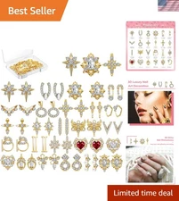 Beautiful Gold Nail Decoration Set - 48 Pcs Heart Designs & DIY Craft Essentials