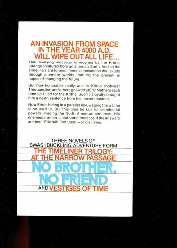 NO BROTHER, NO FRIEND ( Timeliner trilogy # 2) R Meredith 1st US SB VG - Picture 2 of 2