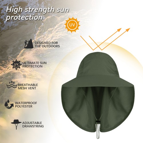 UV Protection Foldable Wide Brim Sun Hat Fishing Bucket Cap Waterproof Summer - Picture 138 of 233