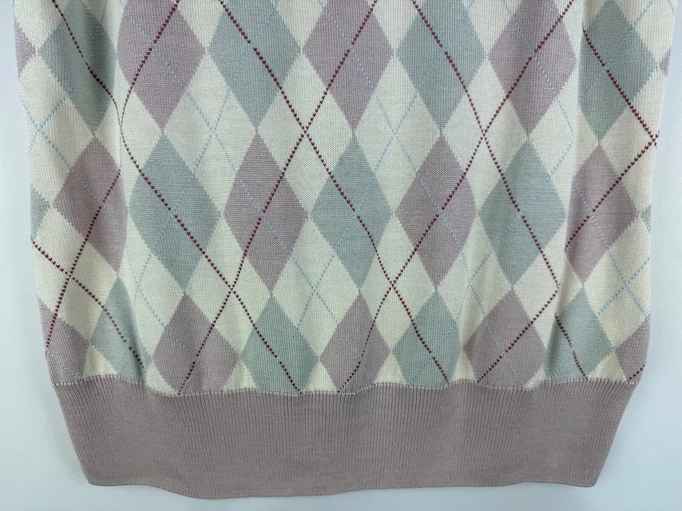 Brooks Brothers Women's Diamond Argyle Print Sleeveless 100% Silk Vest Large L - Image 3 of 4