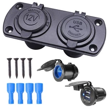 Dual USB Port Car Cigarette Lighter Socket & Charger Power Adapter Outlet 12V