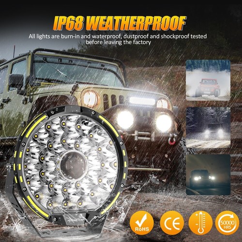 2x Auxbeam 9" Round Bumper LED Pods Work Light Bar Driving Light for Dodge Ram - Bild 8 von 12