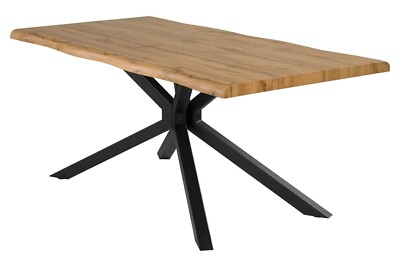 Esstisch Esszimmertisch Küchentisch Schwarz Wildeiche Dekor Metallgestell 180x90