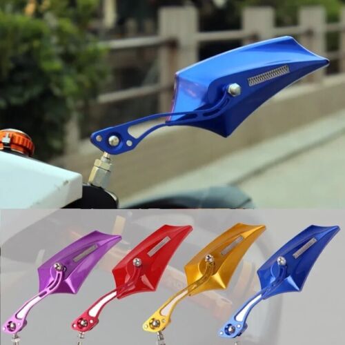 2 Pcs Colorful Decal Motorbike Side Mirrors Universal 8-10MM Motorcycle Rearview - Picture 1 of 20