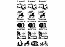 I Would Rather Be 16 pcs 1 Inch Black Fused Glass Decals