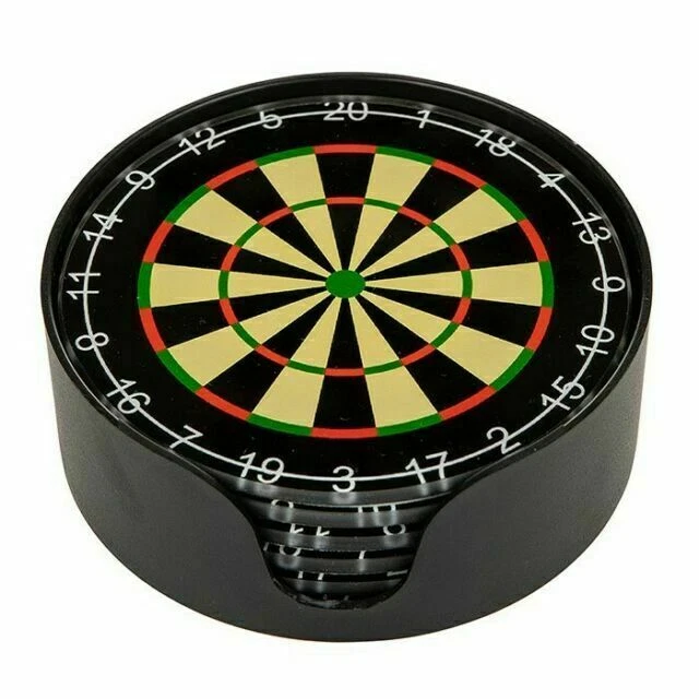 Shudehill giftware 287566 Dart Board Glass Round Coasters Gift Holder - Black