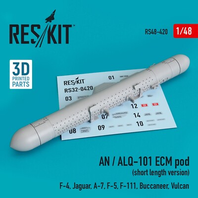 AN/ALQ-101 ECM Pod Short F-4 Jaguar A-7 F-5 F-111 1/48 3D Print ResKit RS48-0420