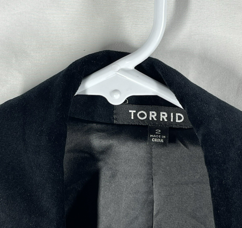 Torrid Black Velvet Military Cropped Jacket Plus Size 2X Blazer Boho Punk - Picture 3 of 7