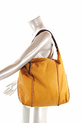 CARLOS FALCHI Mango Leather Hobo Bag w/Brown Alligator Side Insert -FAB- 15x13
