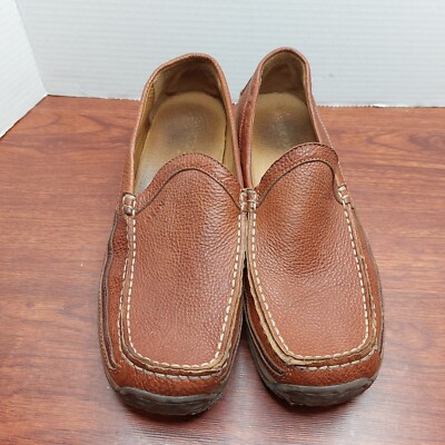 GEOX Respira Brown Pebbled Leather Slip on Loafer Driving  display picture 1