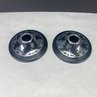 New ListingVintage Harvite Style Plastic Black Silver Tone Inlayed Design Candle Holders
