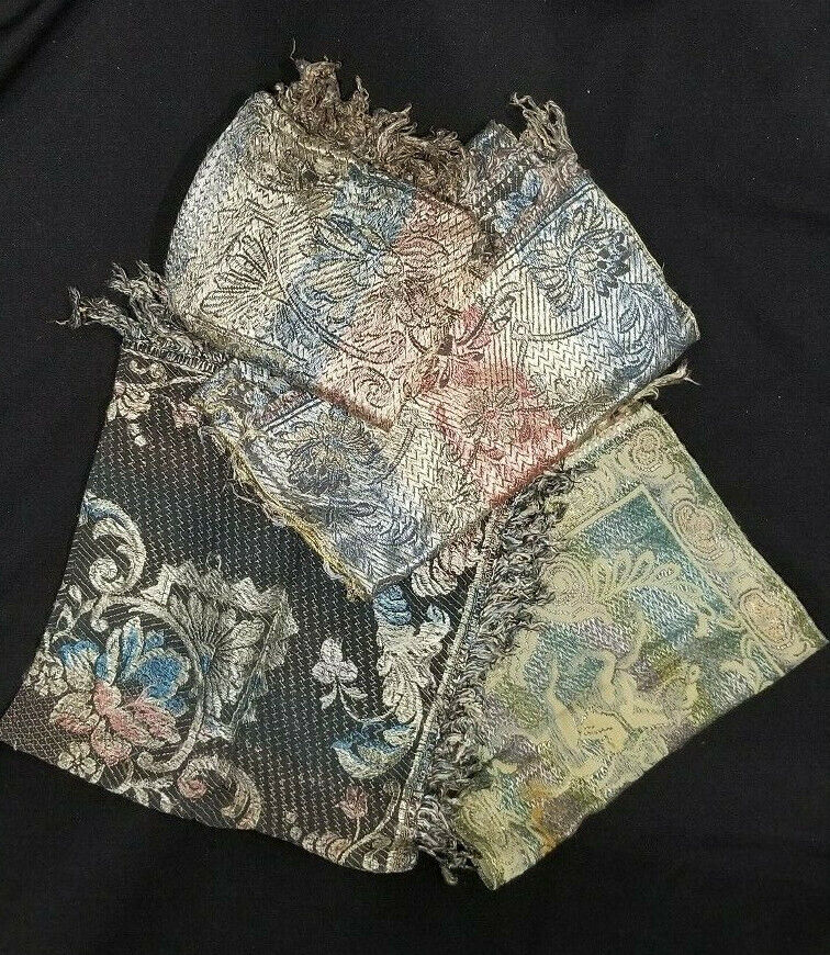 ANTIQUE / VINTAGE FABRIC TAPESTRY LOT OF 4