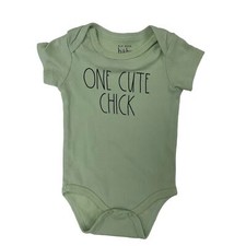 Rae Dunn Baby Green One Cute Chick Short Sleeve One Piece 6-9 Months