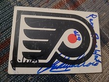 1977 PHILADELPHIA FLYERS LOGO CARD OPC AUTOGRAPHS ANDRE LACROIX NHL HOCKEY RARE
