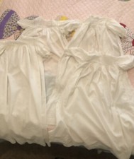 Vintage Christening Baptism Gowns Cotton Lace And Eyelet Detail. Lot Of 4.