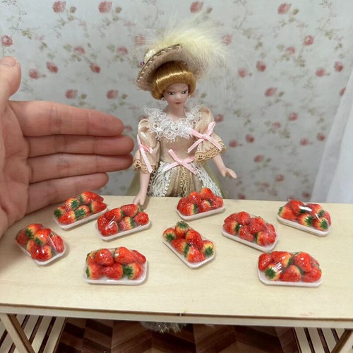 2PC 1:12 Scale Dollhouse Miniatures Food Strawberry Box Accessories Market - Picture 9 of 16