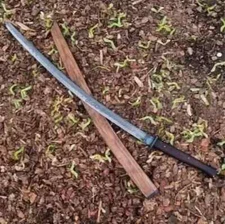 CUSTOM HANDMADE CARBON STEEL KATANA SWORD OUTDOOR SURVIVAL SWORD W/SCABBARD
