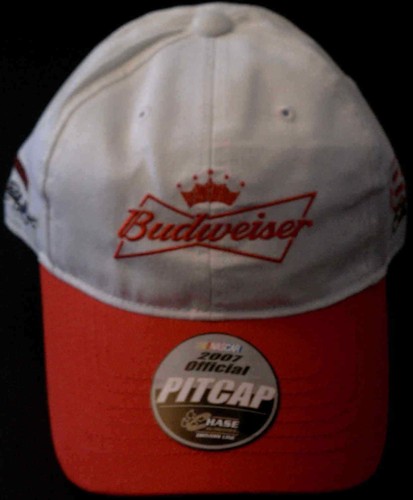 Gorra Chase Authentics Drivers Line Budweiser Nascar #8 Dale Jr blanca roja nueva con etiquetas - Imagen 1 de 8