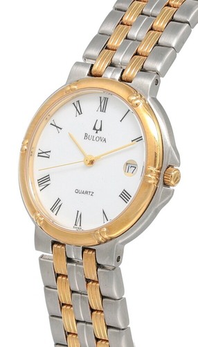 Bulova Quartz White Dial 2-Tone SS Men's Watch 70204 -Store Display - Picture 2 of 3