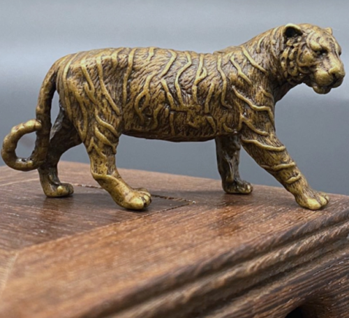 Rare Old Chinese Brass Art Tiger Statue Collectible Good Holder