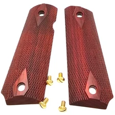 1911 COLT Gov. Ambi Cut - PREMIUM HARD Rosewood Double Diamond + 24K Gold Screws