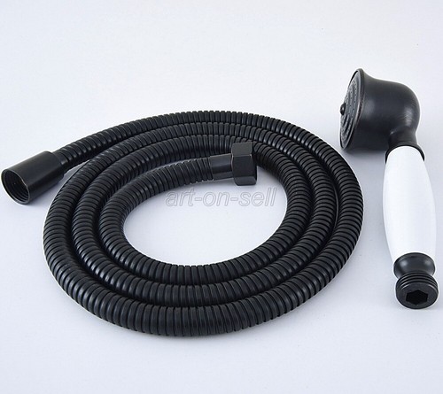 Black Oil Rubbed Brass Bathroom Ceramic Handheld Shower Spray Head+1.5m Hose - Picture 5 of 8