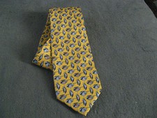 Burberry London Umbrella Print Italian Silk Neck Tie - Yellow Blue Italy Necktie