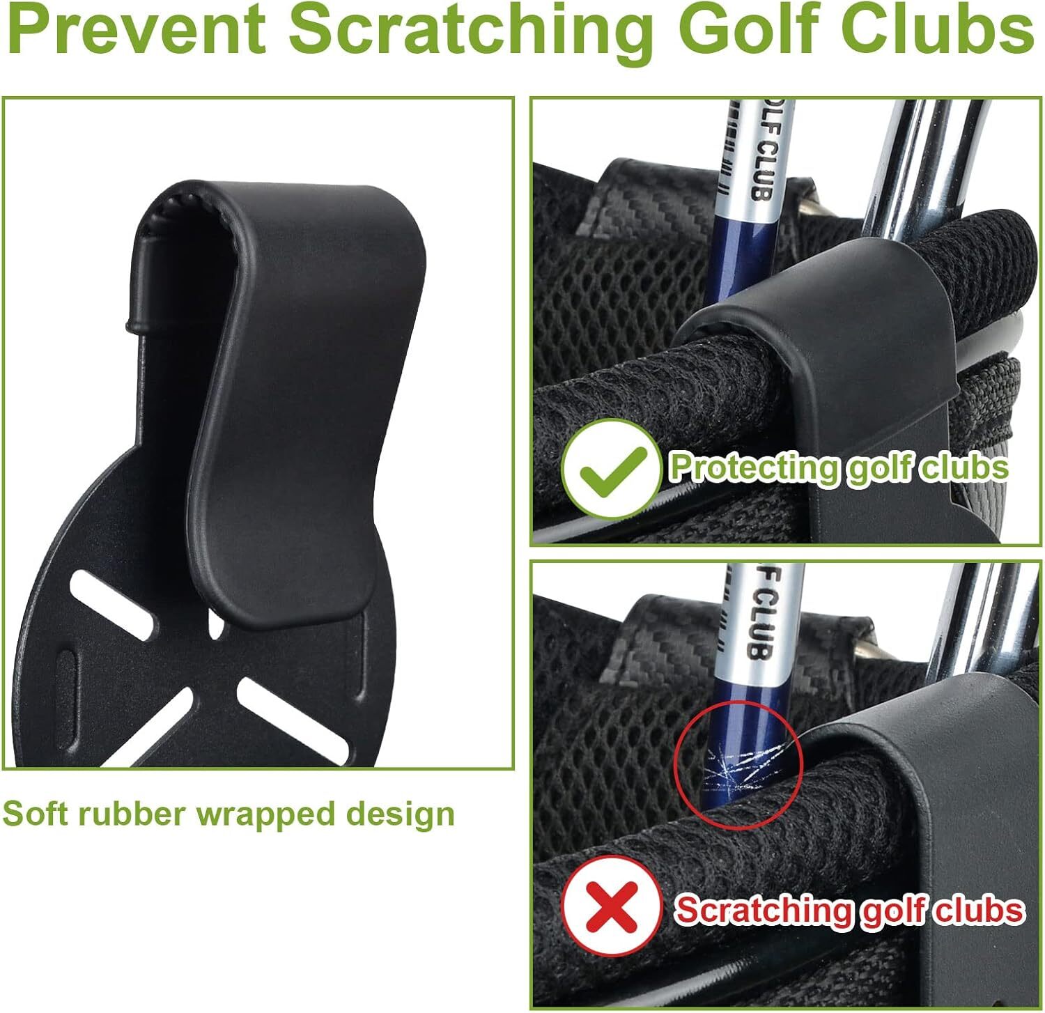 iGuerburn Metal Landing Pads for Golf Bags, Magnetic Bag Black 