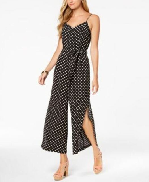 Monteau Petite Shoulder Straps Polka Dot Jumpsuit Black White Pl For Sale Online Ebay