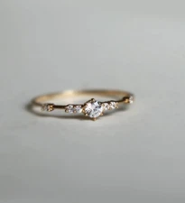 Minimalist 0.26CT Round Cut Lab-Grown Diamond Solid 10K Yellow Gold Promise Ring