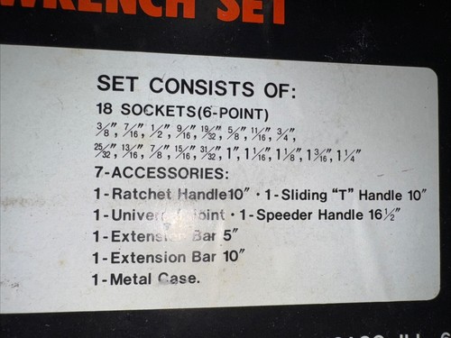 VTG 1/2" Drive 25 Pc Ratchet & Speed Handle 6pt Socket Kit Metal Case Japan-Read - Picture 4 of 10
