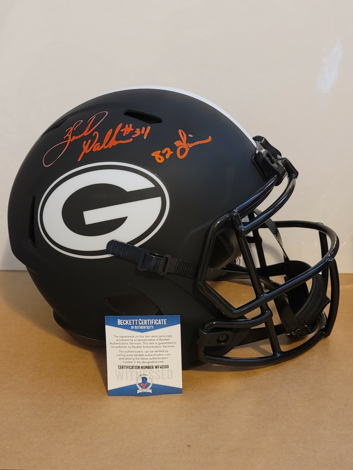Herschel Walker Autographed Signed Georgia Bulldogs Bulldogs Full Size Eclipse Rep Helmet Insc Beckett-W COA 