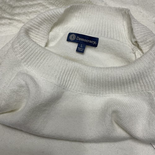 *NWT* Democracy White Winter Textured Sweater Size Large Stretch Knit Poly Blend - Picture 14 of 14