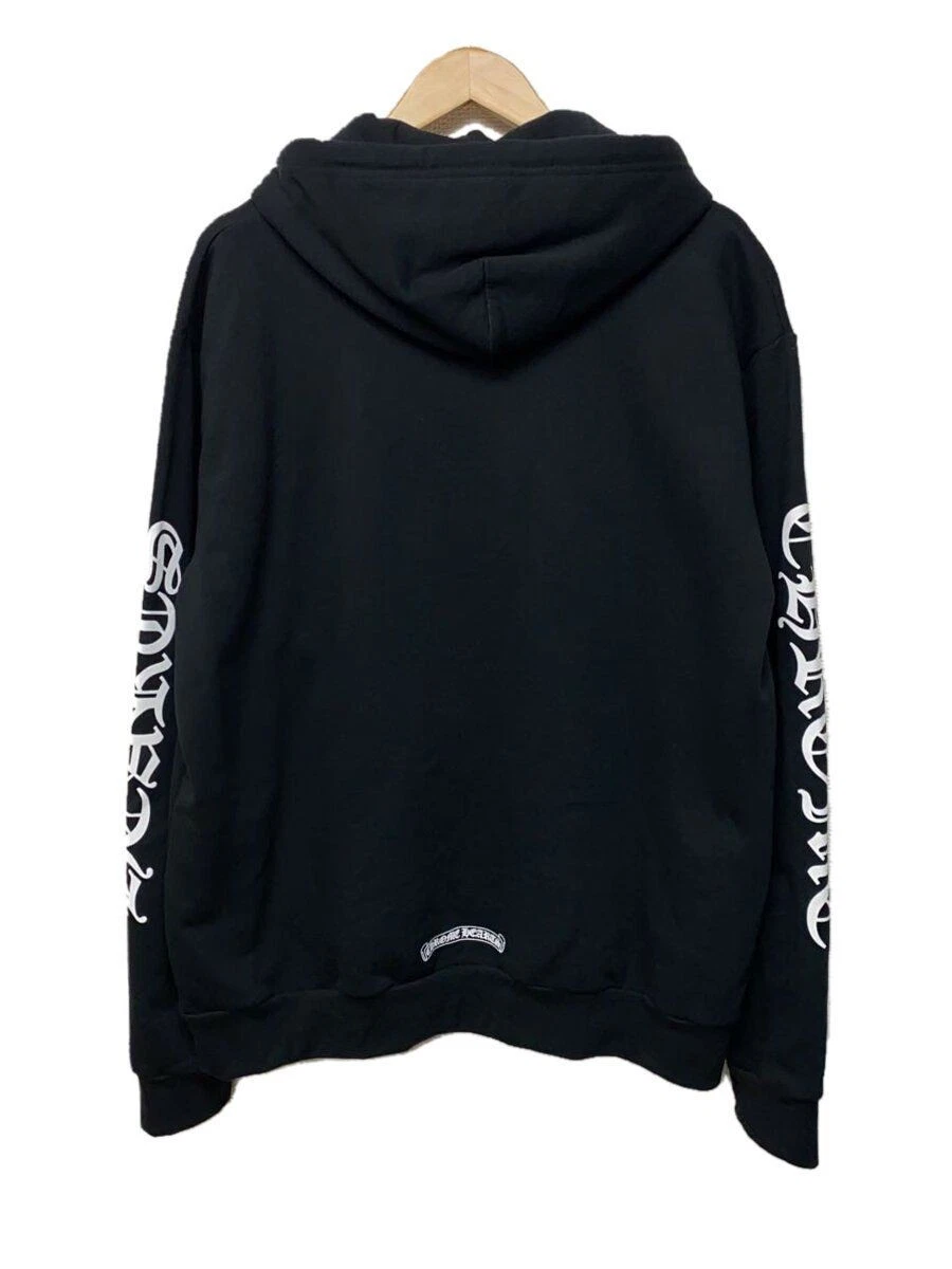 CHROME HEARTS Felpa con cappuccio Cromo Cuori Logo Vartico M Cotone Nero Usata