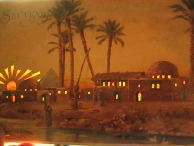 postcard Hold to light Cairo , Village on the Nile Egypt