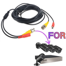 25ft Black Video Power BNC Cable Cord Wires for Zosi CCTV DVR Security Cameras