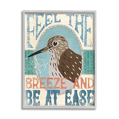 Feel Breeze Be Ease Nautical Phrase Sandpiper Bird, Designed by Veronique Cha...