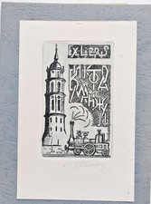 ex-libris exlibris bookplate Train locomotive art Tikhanovich c3