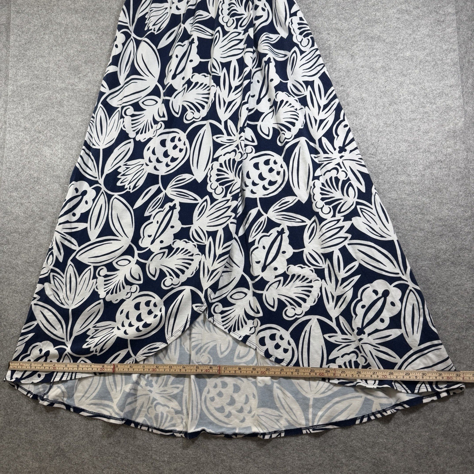 Talbots Faux Wrap Long Maxi Dress Womens XS Blue White Tropical Floral V Neck thumbnail 9