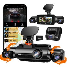 360  Dash Cam Front and Rear Inside, 4 Channel FHD 4  1080P, Wi-Fi GPS Voice...