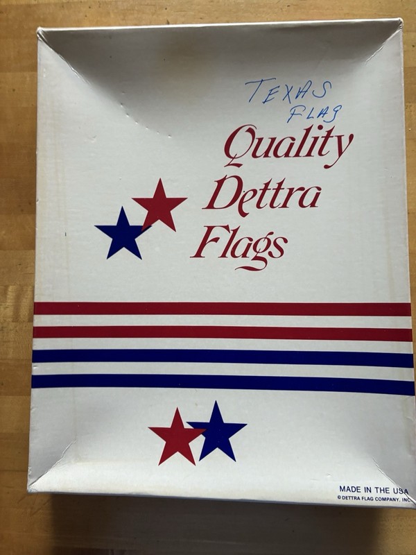 Vintage Dettra Dura-Lite Texas Flag 3 X 5 Feet New in Box Plus Flag Facts