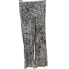 Lilly Pulitzer Lounge Travel Pants black white abstract wide leg knit S rayon
