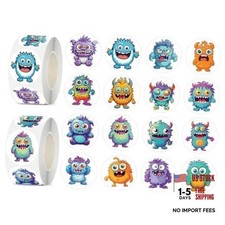 600 Pcs Monster Stickers for Kids - 1.5 Inch Round Stickers Roll - 16 Tyles Cute