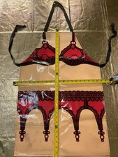 Vinyl Apron Red Bra And Garter Shiny And Funny