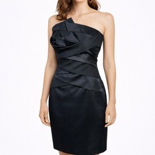 Coast Black Strapless Satin Occasion Dress UK 10/12 – Knee-Length / Party