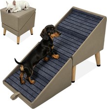 17.3" H Dog Stairs for Small Dogs 2-in-1 Pet Steps Ottoman Foldable Dog Ramp